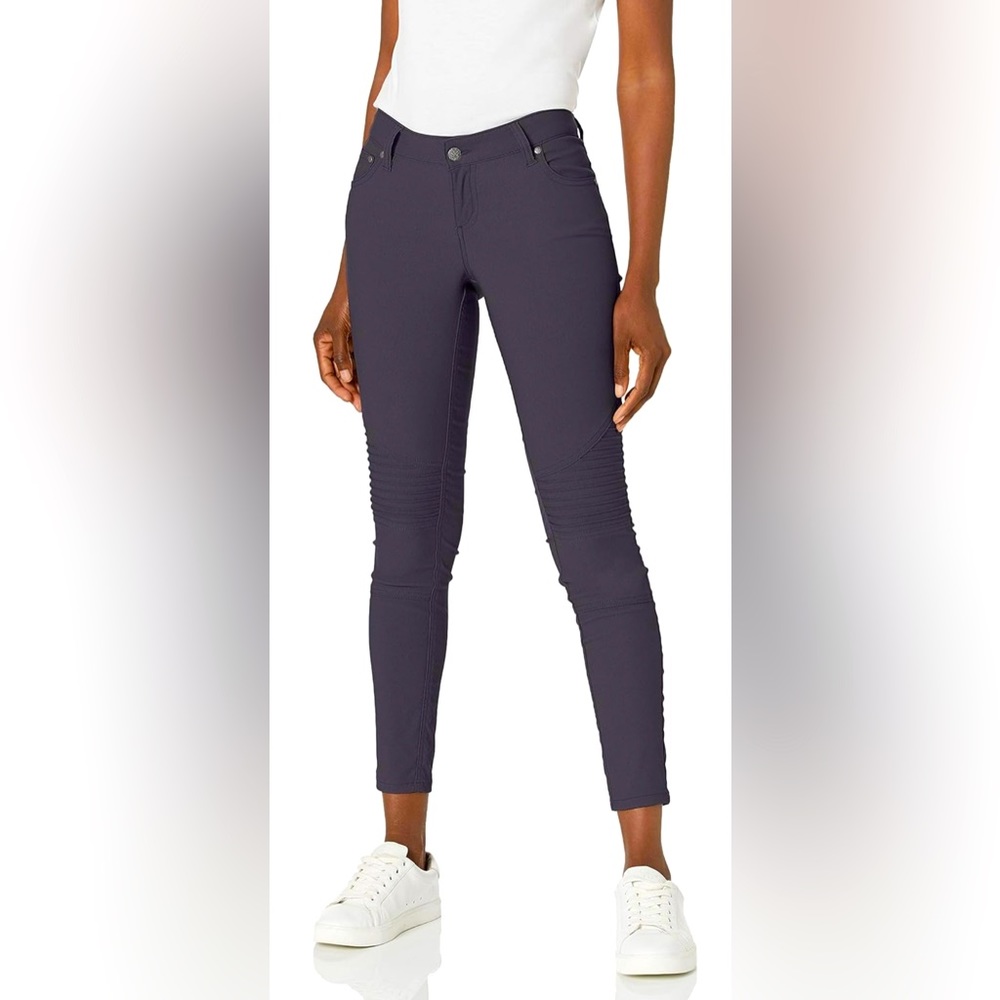 prANa Brenna Moto Pant in Coal Active Stretch Pintucking Detailing